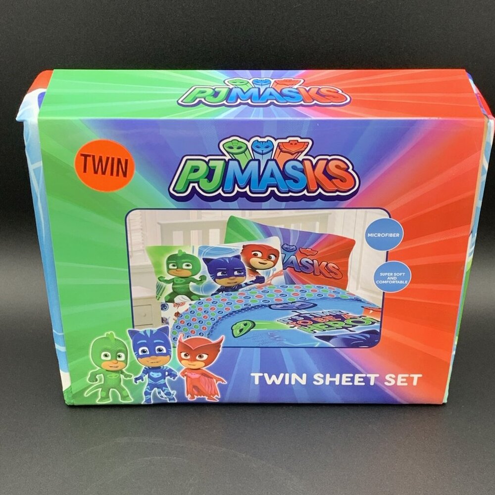 PJ Masks On Our‎ Way Twin Sheet Set 3 Piece Microfiber Blue Green Red MA7908